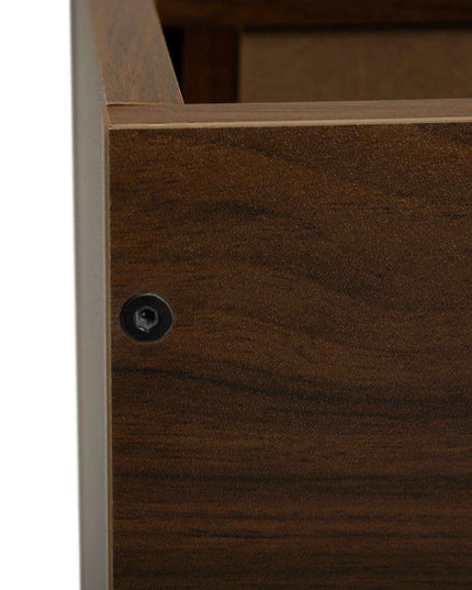 Sleek Walnut Wall-Mounted Nightstand with Dual Drawer Storage
