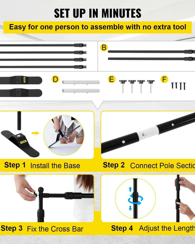 8ft Adjustable Photography Backdrop Stand with Carrying Case for Events