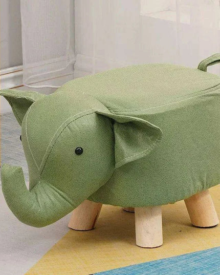 Charming Cartoon Animal Wooden Stool for Kids - Fun and Portable Shoe Changing Seat