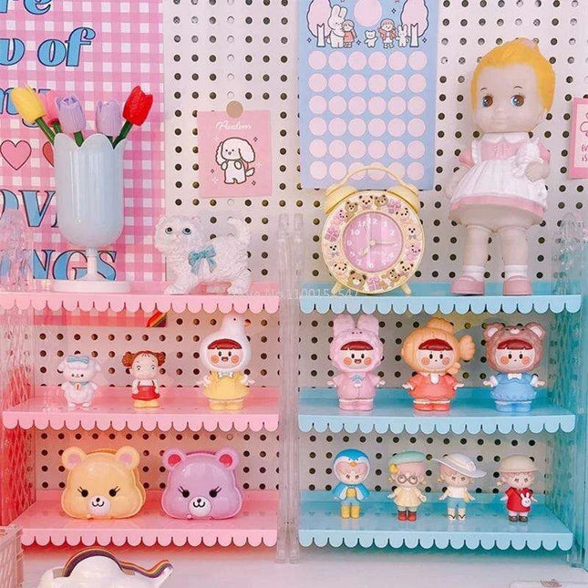 Chic Pink Lace 3-Tier Organizer for Dolls and Cosmetics