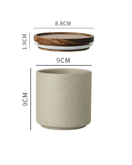Vintage-Inspired Ceramic Canister Set with Airtight Wooden Lids for Tea and Coffee Storage