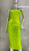 Fluorescent Green Sequins Triangle Bodycon Evening Gown