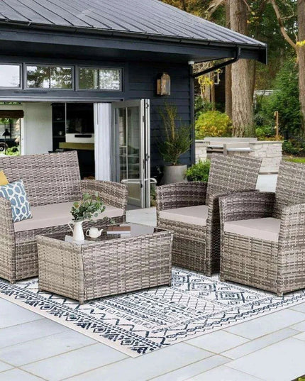Versatile Outdoor Wicker Lounge Set for Patio and Garden