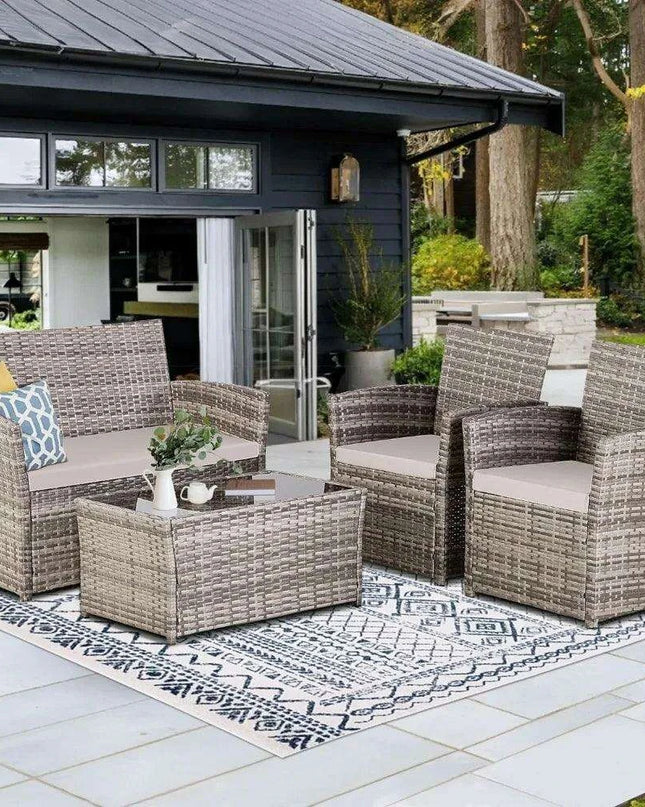Versatile Outdoor Wicker Lounge Set for Patio and Garden