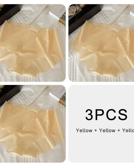 3-Pack Women's Luxurious Ice Silk Mid-Rise Briefs - Ultimate Comfort Seamless Lingerie