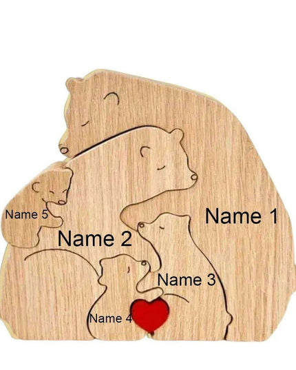 Customizable Bear Family Wooden Puzzle - A Unique Keepsake to Celebrate Family Love