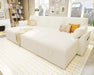 Elegant 110" Grey Linen Sofa Bed with Dual Chaise Storage Solutions