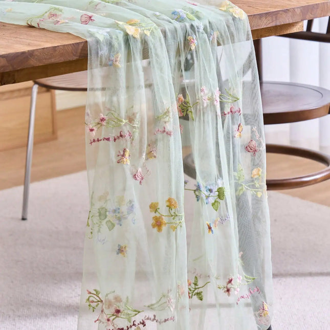 Shop1105058407 Floral Embroidered Lace Table Runner - Farmhouse Style,