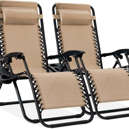 Luxury Zero Gravity Lounge Chairs Set with Accessories in Elegant Black