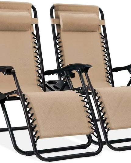 Luxury Zero Gravity Lounge Chairs Set with Accessories in Elegant Black