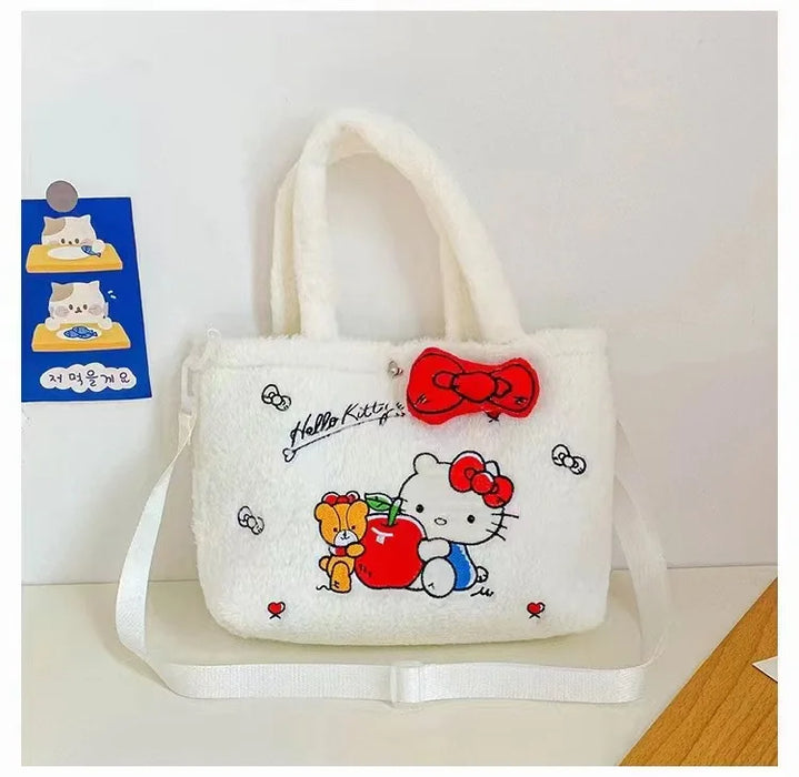 Kawaii Sanrio Plush Bag Cinnamoroll My Melody Plush Crossbody Bag Kuromi Handbags Shoulder Bags Hello Kitty Messenger Bags Gifts