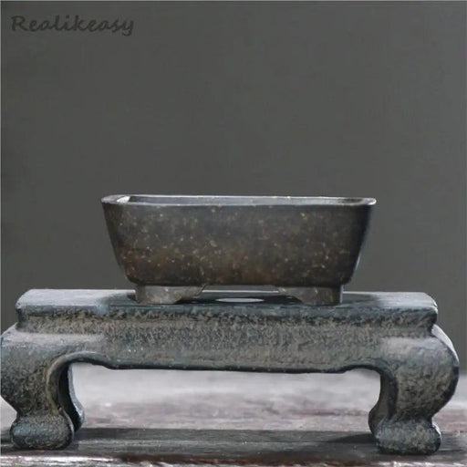 Elegant Handcrafted Purple Clay Bonsai Planter - Unique Decorative Flower Pot for Home Décor