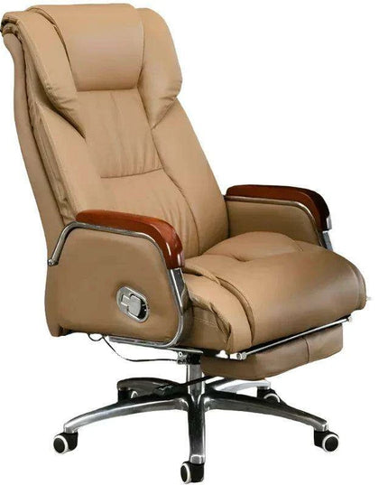Luxurious Ergonomic Leather Executive Chair with Contemporary Aluminium Base