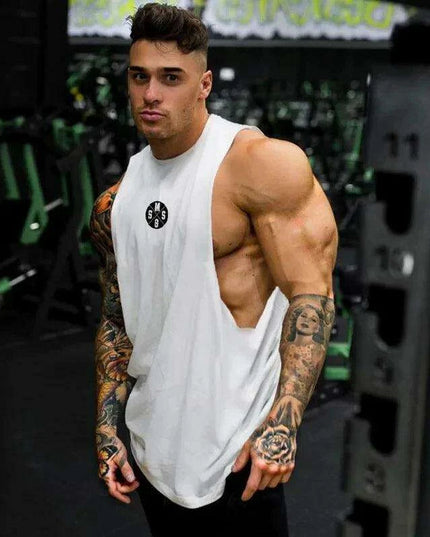 Bodybuilding Muscle Vest for Men - 3D Printed Workout Tank Top with Low Cut Armholes