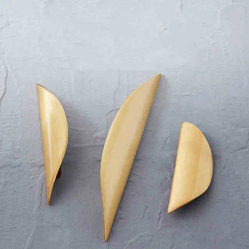 Concealed Leaf-Shaped Gold Kitchen Cabinet Drawer Handles