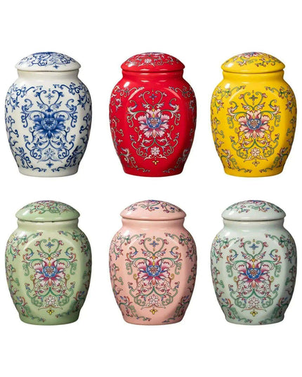 Hand-Painted Porcelain Floral Vase Jar - Stylish Tea Storage and Home Decor Piece