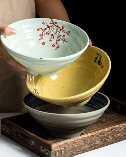 Sophisticated Japanese Melamine Noodle Bowl - Stylish Faux Porcelain Dining Set