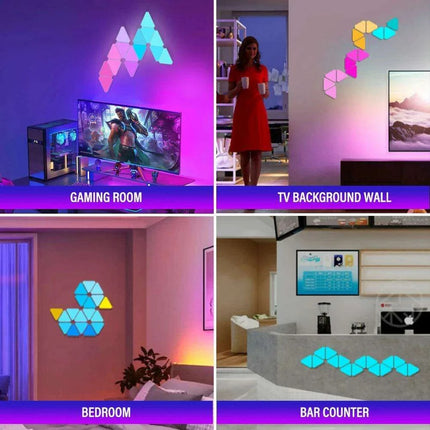 Illuminating RGB Triangle Wall Fixture with 60 Scene Modes & Music Synchronization for Enchanting Atmosphere