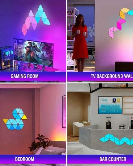 Illuminating RGB Triangle Wall Fixture with 60 Scene Modes & Music Synchronization for Enchanting Atmosphere