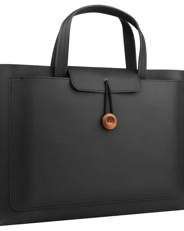 Stylish Faux Leather Laptop Tote with Innovative Features for MacBook Air and Tech Essentials