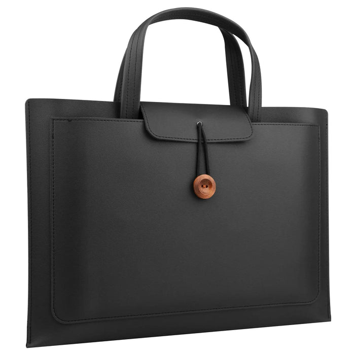 Stylish Faux Leather Laptop Tote with Innovative Features for MacBook Air and Tech Essentials