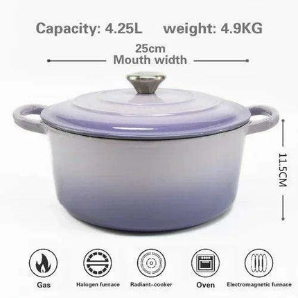 Premium Enamel-Coated Cast Iron Soup and Stew Cookware Set - Induction Compatible