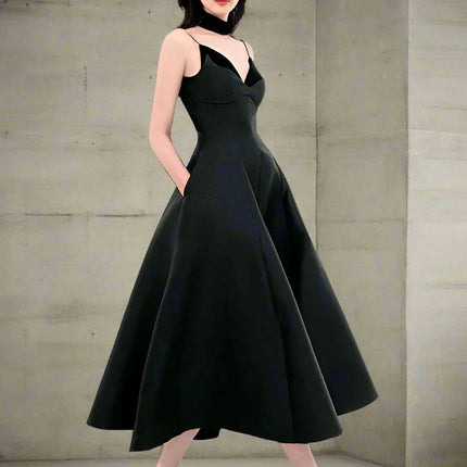 Velvet Evening Gown with Unique Patchwork and Zipper Closure