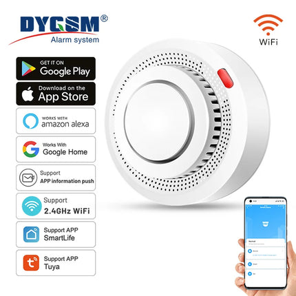 Tuya Smart WiFi Smoke Detector with 85dB Alarm & App Control