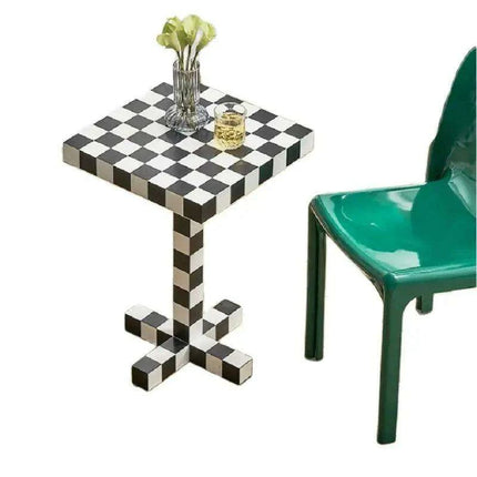Chic Scandinavian Checkerboard Accent Table - Stylish Addition for Any Room