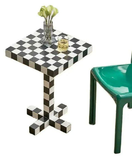 Chic Scandinavian Checkerboard Accent Table - Stylish Addition for Any Room