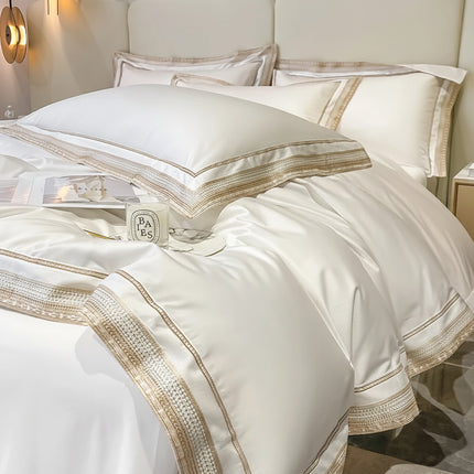 LZA Home 1000TC Egyptian Cotton Luxury Bedding Set with Gold Embroider