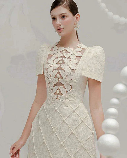 Elegant Floral Embroidered A-line Evening Gown