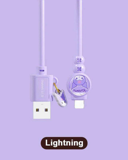 Sanrio Hello Kitty Kuromi Type C Fast Charging Cable - Cinnamoroll Design for iPhone, Huawei, Xiaomi - 100mm Length - TPE + PVC Material - Perfect Gift Boxed