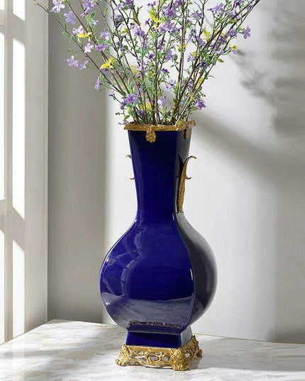 Elegant Ceramic and Copper Decorative Vase