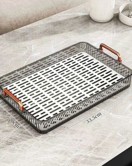 Elegant Multi-Purpose Plastic Tea Serving Tray with Handles for Home and Dining Use