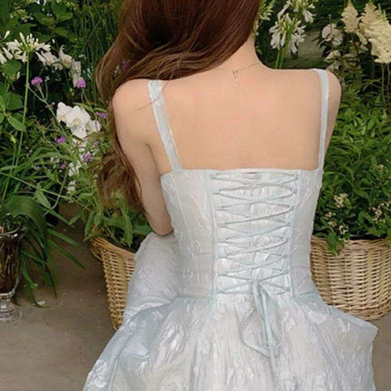 Elegant Vintage A-Line Spaghetti Strap Evening Dress for Women - Chic Square Neck Party Attire