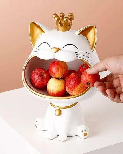 Whimsical Lucky Cat Storage Tray - Decorative Snack Jar and Key Holder for Home Decor