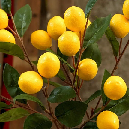 Artificial Lemon Branch — Handmade Faux Fruit Stem, 67 cm