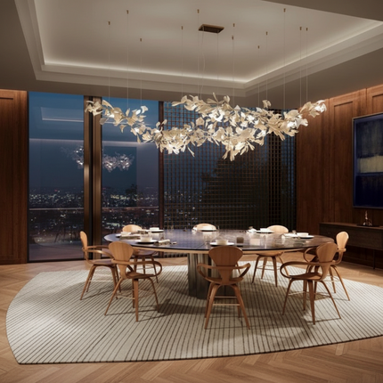 Luxury Ginkgo Leaf LED Chandelier — Nordic Pendant, Custom Sizes