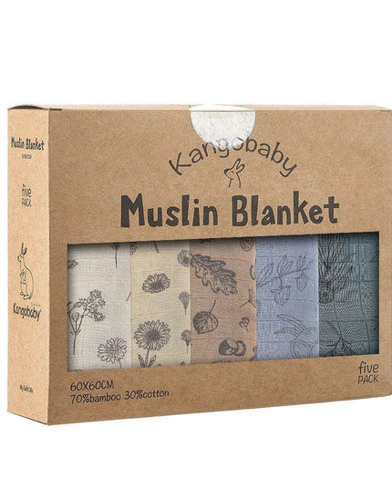 Kangobaby Luxurious 5-Piece Baby Blanket Set - Soft Bamboo Cotton Comfort for Your Baby