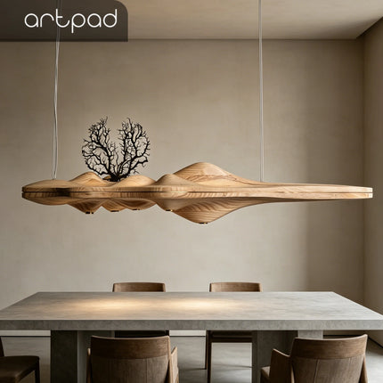 Light Up Your World Solid Wood LED Pendant Light - Modern Chandelier f