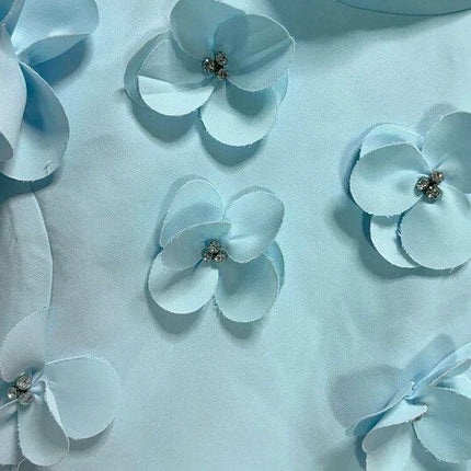 Sophisticated High Waist Appliqued Dress with Elegant Stand Collar and Short Sleeves for Women