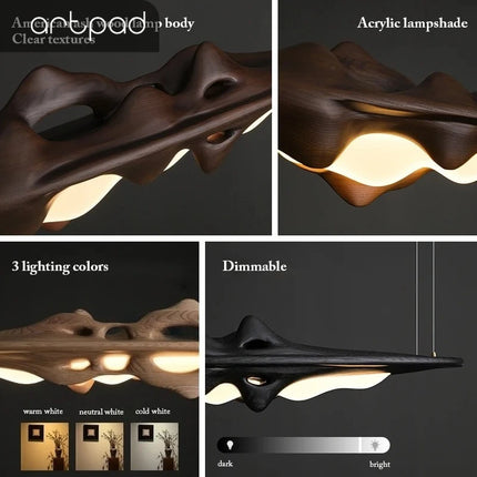 Light Up Your World Solid Wood LED Pendant Light - Modern Chandelier f