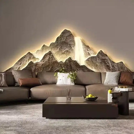 Cream Style Mountain Painting Wall Lamp | High-End Decorative Sconce