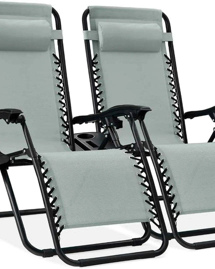 Luxury Zero Gravity Lounge Chairs Set with Accessories in Elegant Black