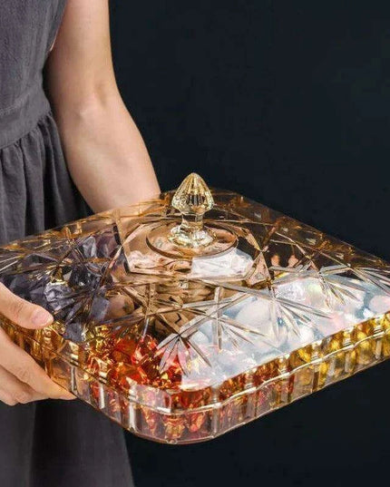 Chic Clear Candy and Snack Organizer Tray with Decorative Lid for Stylish Home Storage