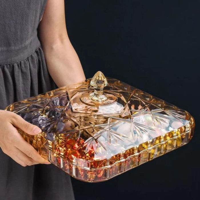 Chic Clear Candy and Snack Organizer Tray with Decorative Lid for Stylish Home Storage