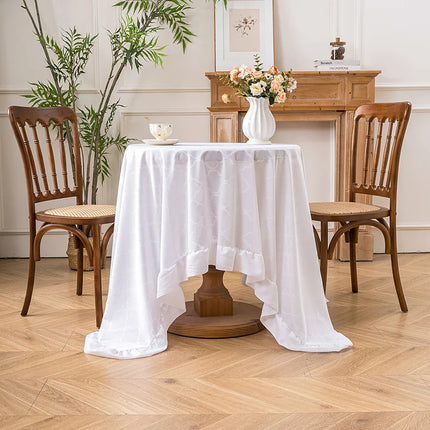 Embossed Lace Tablecloth — Ruffled Edge, Polyester, 2 Colours