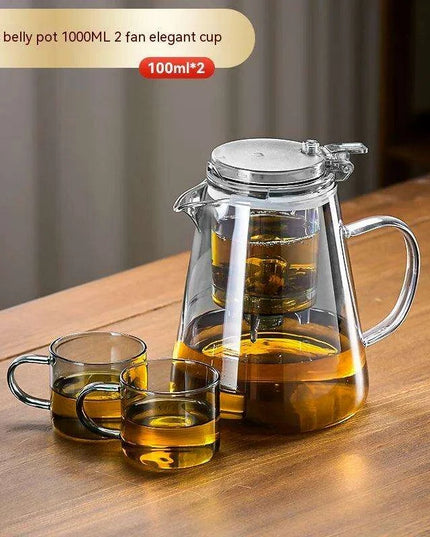Sophisticated 750ml Glass Teapot Set with Effortless Pouring and Detachable Filter - Includes Matching Cups
