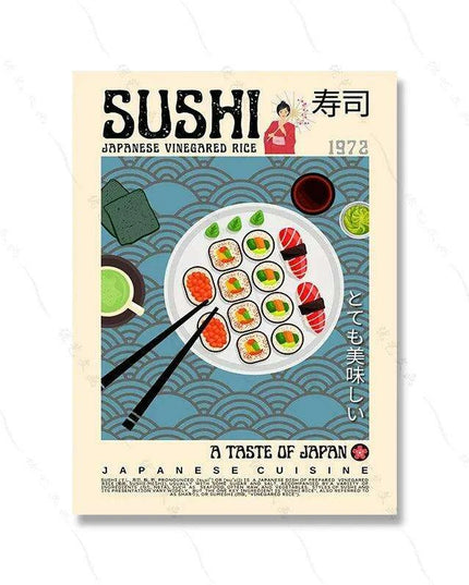 Asian Gourmet Canvas Art: Stunning Illustrations of Ramen, Sushi, and Dumplings for a Stylish Kitchen